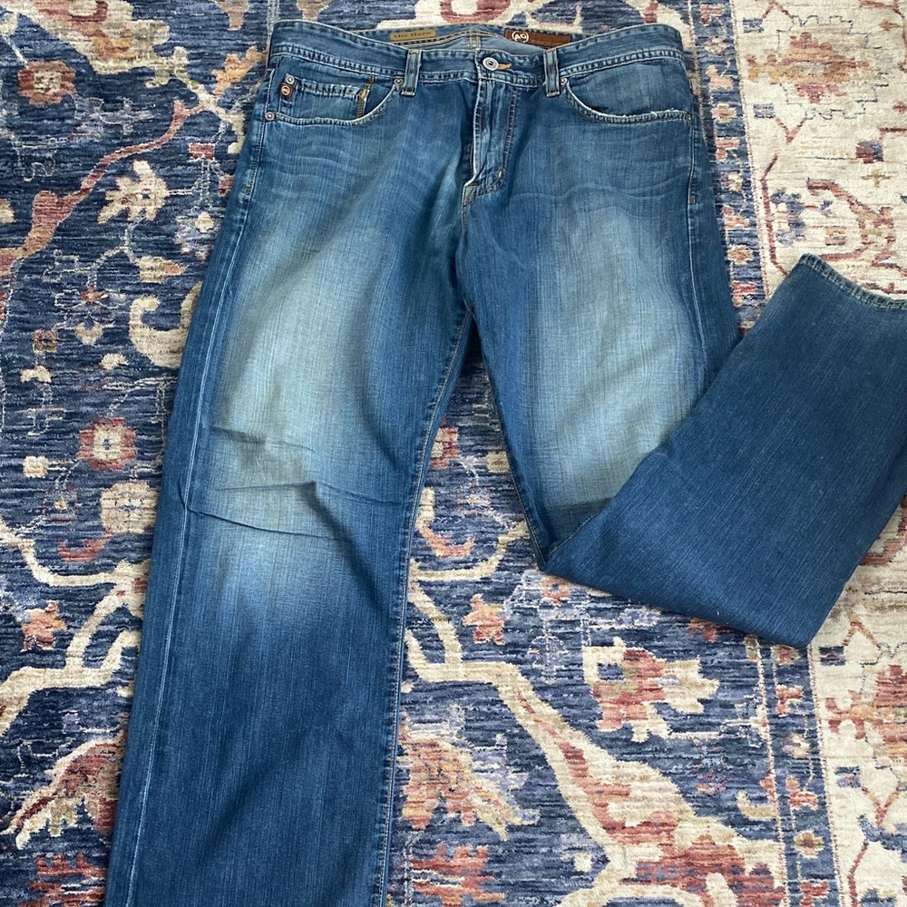 AG Adriano Goldschmied Men's Blue Straight Jeans